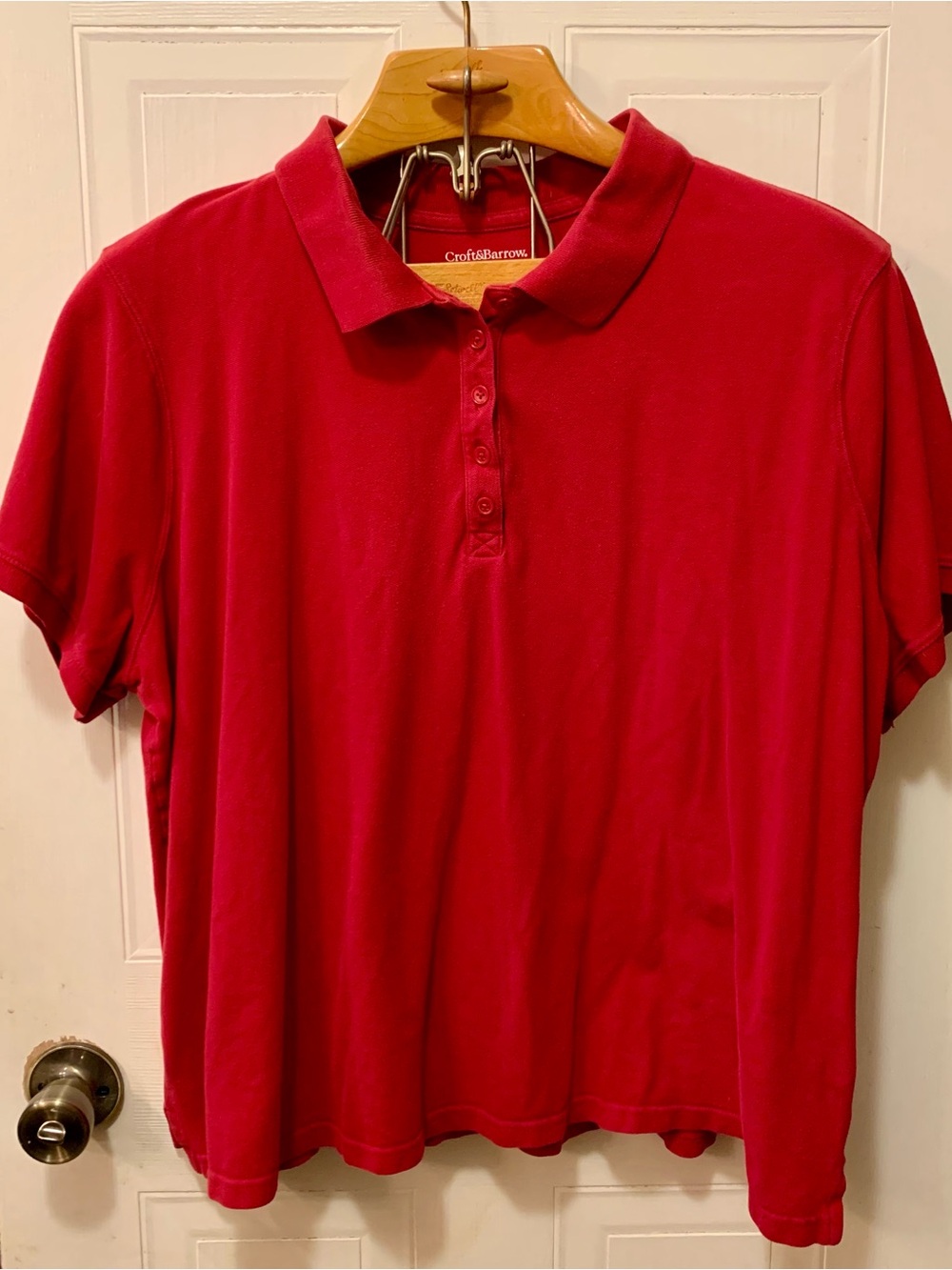 Croft & Barrow Woman Stretch Red Polo Shirt Plus Size 3X